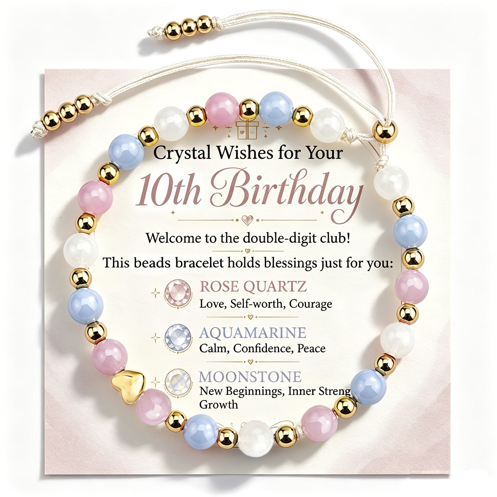 TEMU Birthday Gift Bracelets, 10, 13, 16, 18-year-old Birthday Bracelets, Fashionable Beaded Heart Bracelets, Perfect As Birthday, Coming-of-age Or
