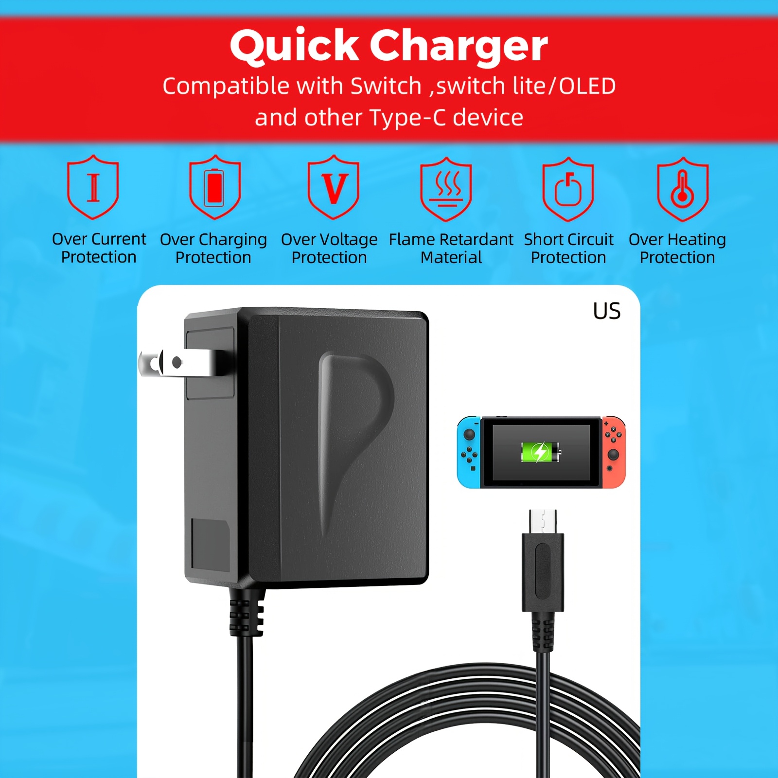 x switch switch lite switch oled charger Temu