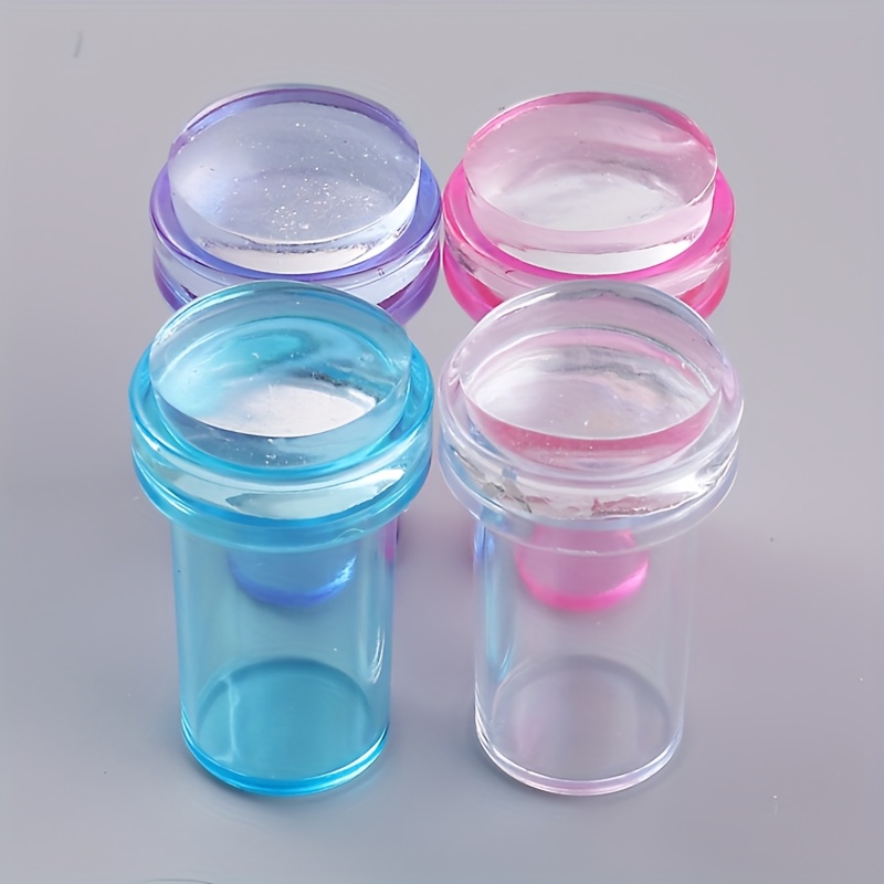TEMU 4pcs Of Nail And Scrapers, Detachable Design Transparent Nail Art Stamper, Diy Nail Art Decoration, French Manicure Tools,random Color