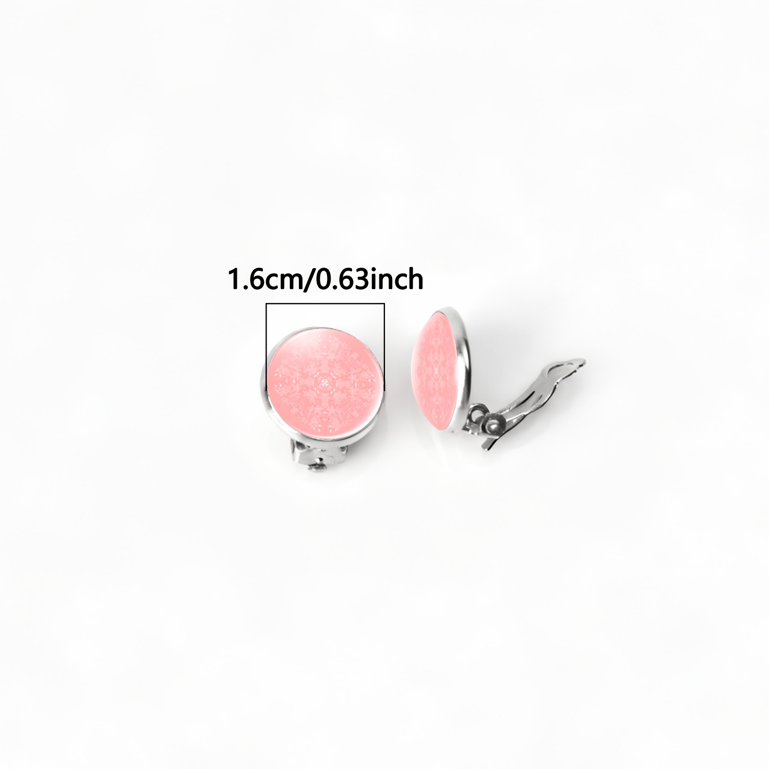 2pcs Set of No-Pierced Ear Clip Round Glass Face Earrings