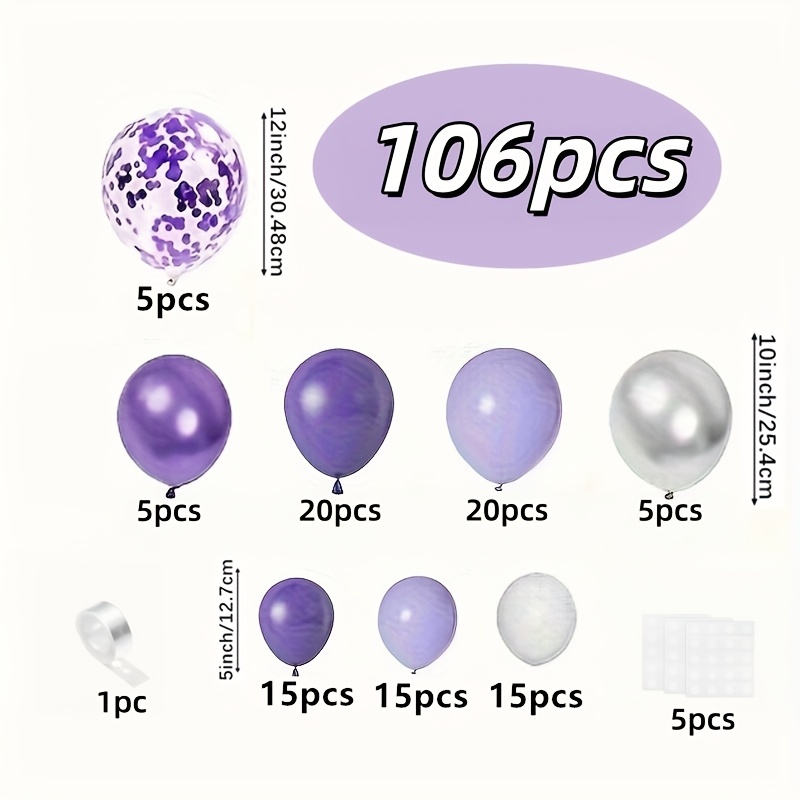 TEMU Globos de látex metálicos de 106 colores: lavanda, , plateado, ideales para despedidas de soltera, fiestas de aniversario, , , decoraciones de