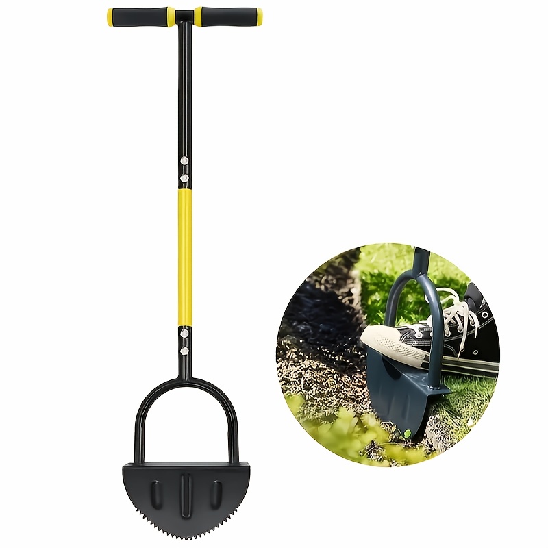 

Heavy-duty Manual Lawn Edger Tool With Ergonomic Handle - Black Metal Half-moon Shovel For Weeding & Trimming, Wide Foot Pedal Design For Stability, Yard And Garden Maintenance, Edger Lawn Tool