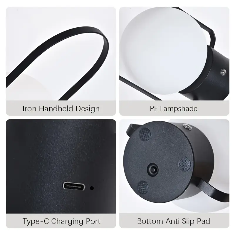 dimmable led table lamp usb rechargeable touch controlled desk light color changing indoor night light with polished iron and plastic non waterproof for home decor bedside room Product details 6