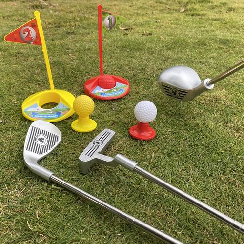 12pcs toy golf set kids golf toys indoor outdoor sports game 3 clubs 2 bases 2 holes 2 flags 3 balls 1 yellow 1 red