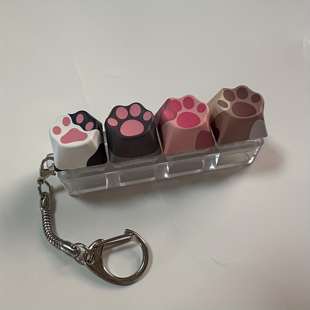Image of Cat Paw Pressure-relief Keycap Toy, Fingertip Press Button Keychain For Hobby, Collecting, And Party Supplies, Creative Keycap Tester, Novelty Stress-relief Pop Fidget Toy