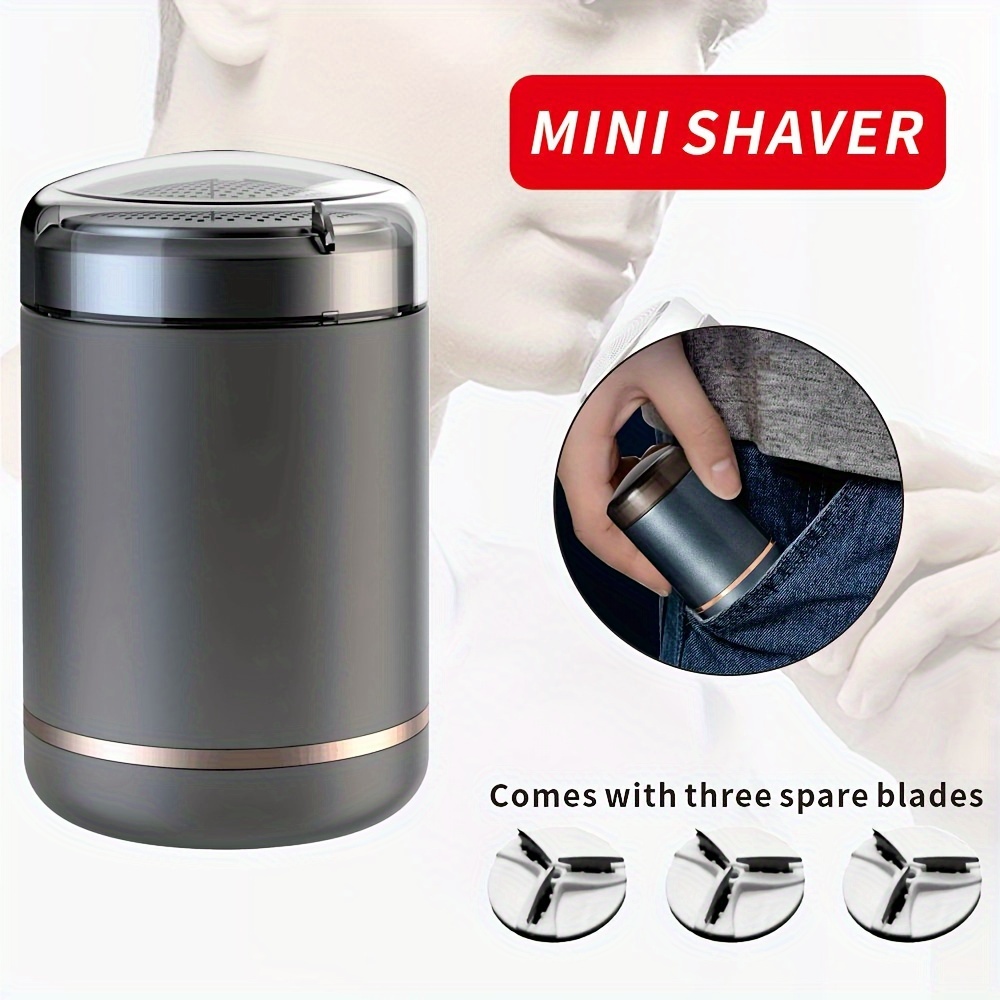   portable mini shaver for men usb rechargeable compact beard trimmer with 60 min   titanium alloy blades water washable heads ideal for travel car use   3 extra blades mini portable shaver Product details 3