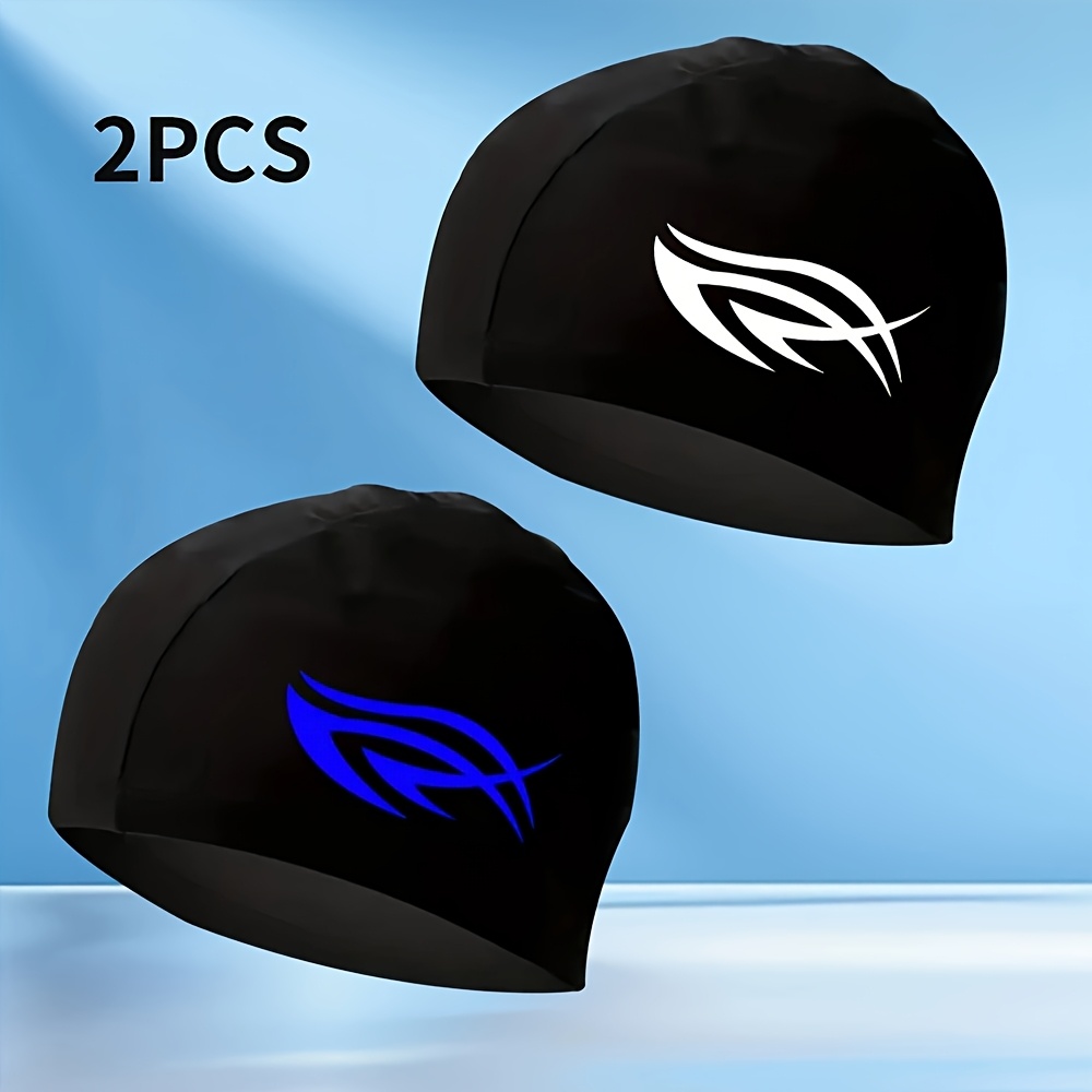 E-shop 2 Stück/1 Stück Atmungsaktive, elastische Schwimmkappe, rutschfestes Design, Unisex Strick-Schwimmkappe, für Schwimmbad, Strand und