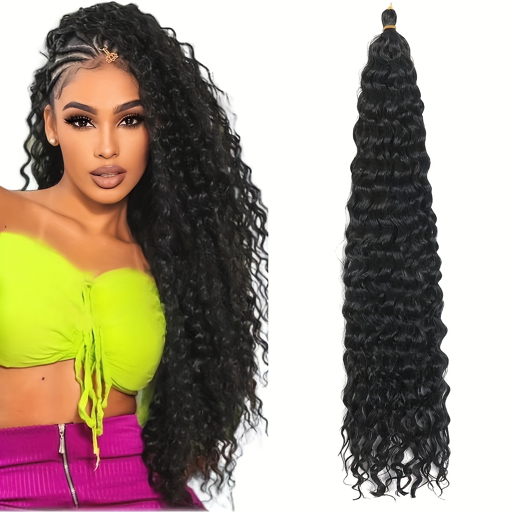TEMU Extension in maglia all'uncinetto ondulata da 20 pollici/50,8 cm per capelli sintetici ondulati profondi, capelli all'uncinetto Bohemian Goddess
