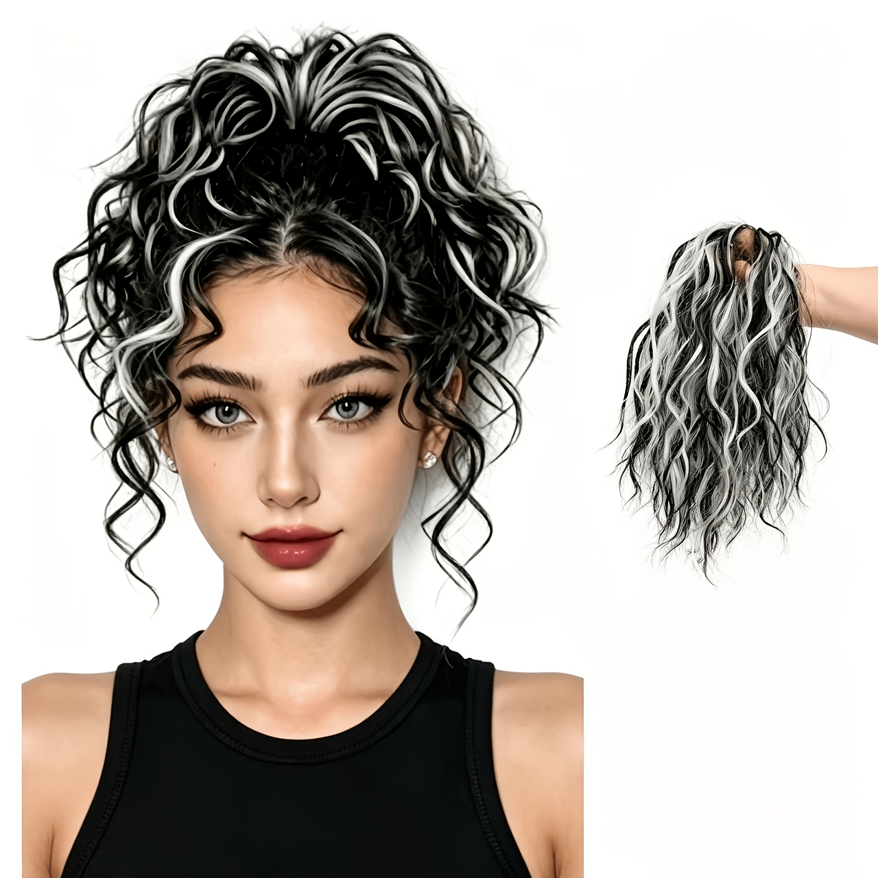 TEMU No Braiding Required! Curly Wig Bun Puffy Wig Messy Air-like Volume, Increase Hair Volume, Quick Wear, Suitable For Women's Quick Styling