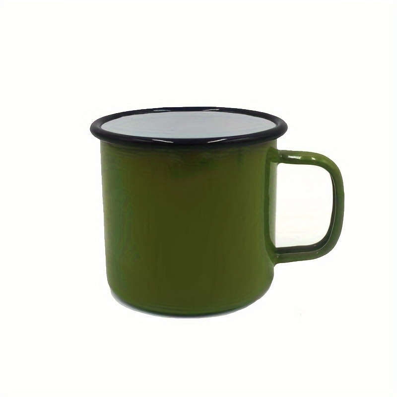 

Vintage-inspired Enamel Coffee Mug With Lid - 13.5oz Thick Iron Cup For Tea & Coffee, Reusable, , Handwash Only - Perfect Gift For Kitchen & Dining