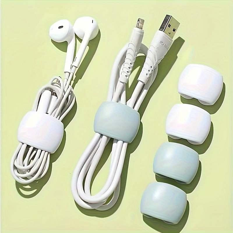 

6-piece Silicone Cable Organizers: Earphone & Charging Cable Winder, Travel Cord Management Clips, Data Storage Straps, 1.26 Inches, Mix & Colors