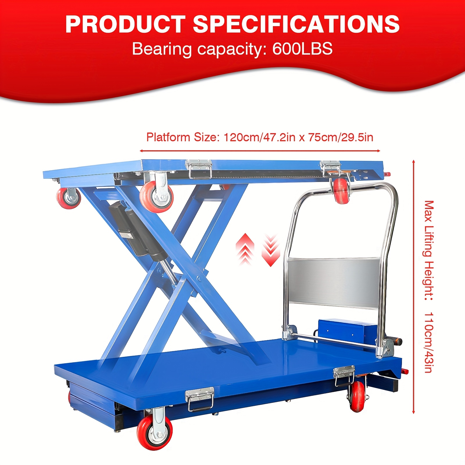 1pc electric lifting platform truck material lift pallet truck 600lbs capacity suitable for material handling   in industrial   handling goods lifts   used to conveniently transport heavy   industrial lifting