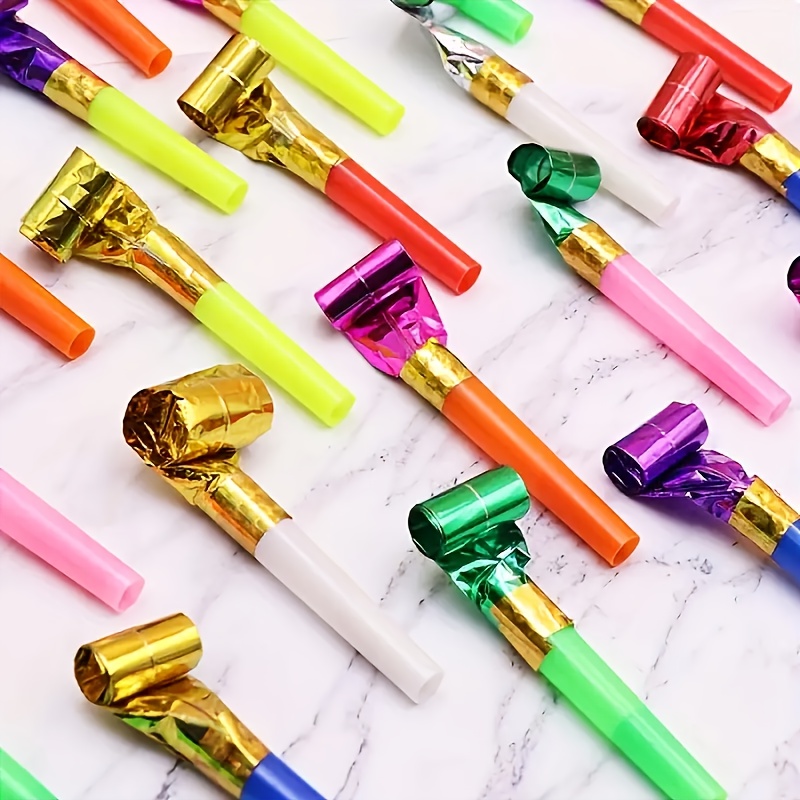 50pcs party blowers colorful birthday   funny birthday blow horns squawkers party whistles new year party favors for kids adults random color
