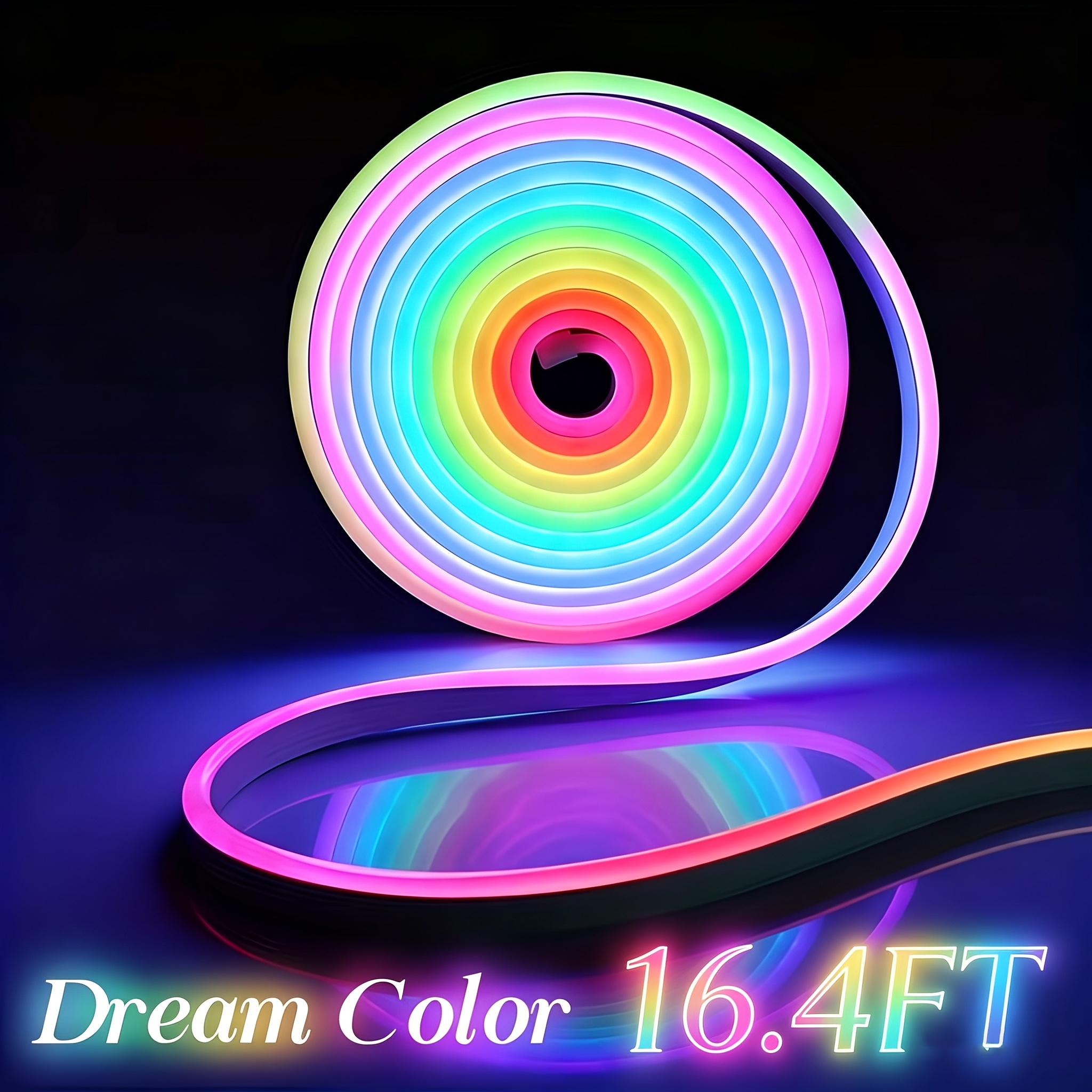 TEMU 5-meter/3-meter Color Intelligent Neon Led Strip, Music Synchronization, Timed Settings, 16 Million Colors, Soft Material And , 5v Usb Power