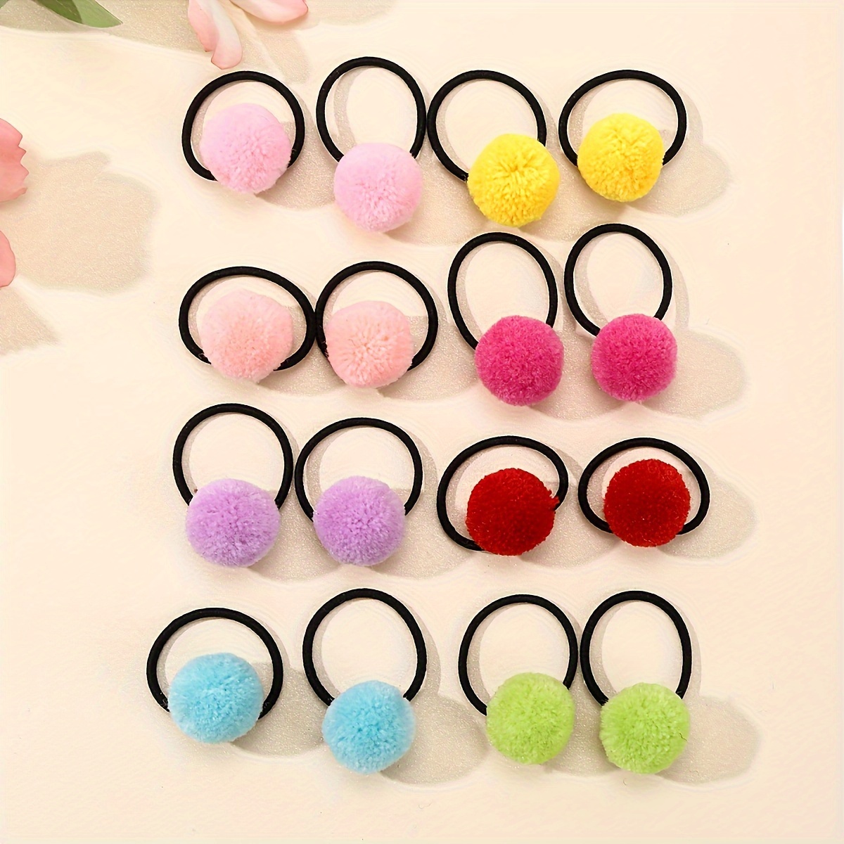 

10/20/30pcs Cute Pompom Hair Ties For Girls - Non-damage Hair Bands, Assorted Colors, Knitted Fabric, Daily & Casual Wear, Seasonal Hair Accessories For Women