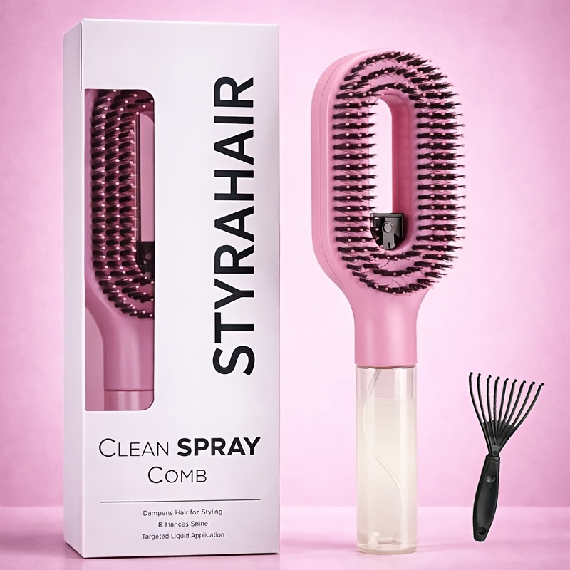 TEMU 2pcs Styling Tool Set - Hair Styling Kit - 2-in-1 Spray Comb With Water Tank For Moisturizing And Exfoliating, Fine Mist Spray Design For Easy