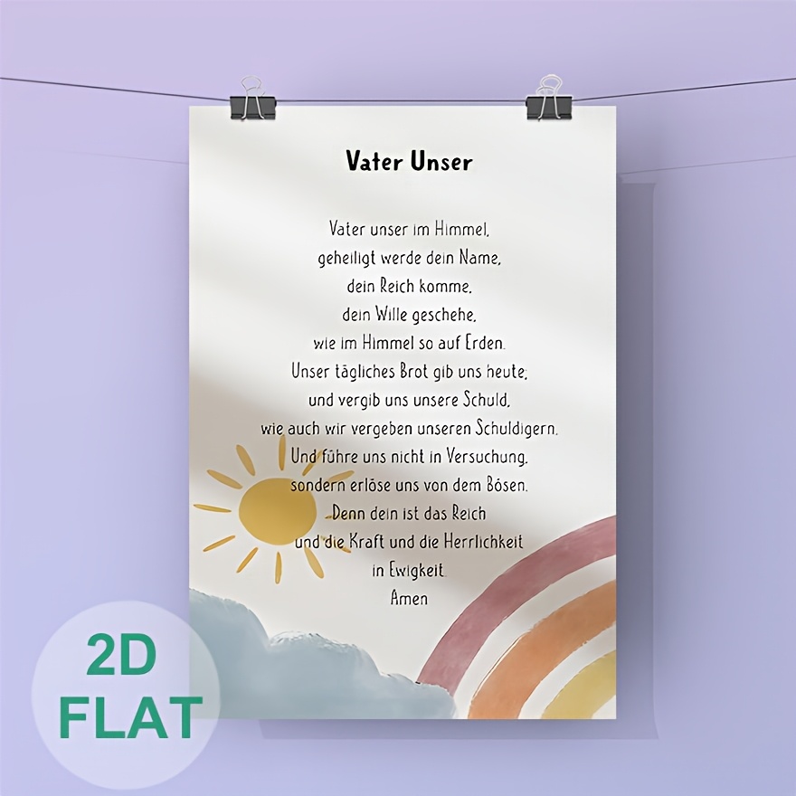 TEMU 2D Flach, 2D Flach, . Stilvolles Leinwandbild, Ungerahmt, mit Drucken im christlichen Stil, einem deutschen Bibelvers, für