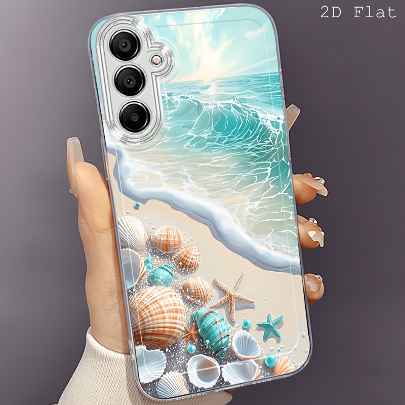 TEMU Phone Case: 2d Flat Beautiful Beach Seashell Phone Case, Suitable For Galaxy A02 A03s A04 A05s A06 A13 A14 A15 A16 5g A21s A22 A23 A24 A25 A32