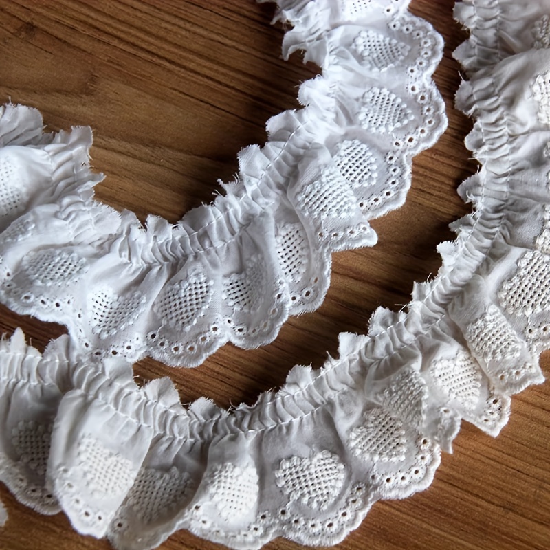 

White Lace Ribbon, 4cm Wide Embroidered Heart Pattern, Diy Craft Lace Trim For Clothing And Accessories, Apricot Brand