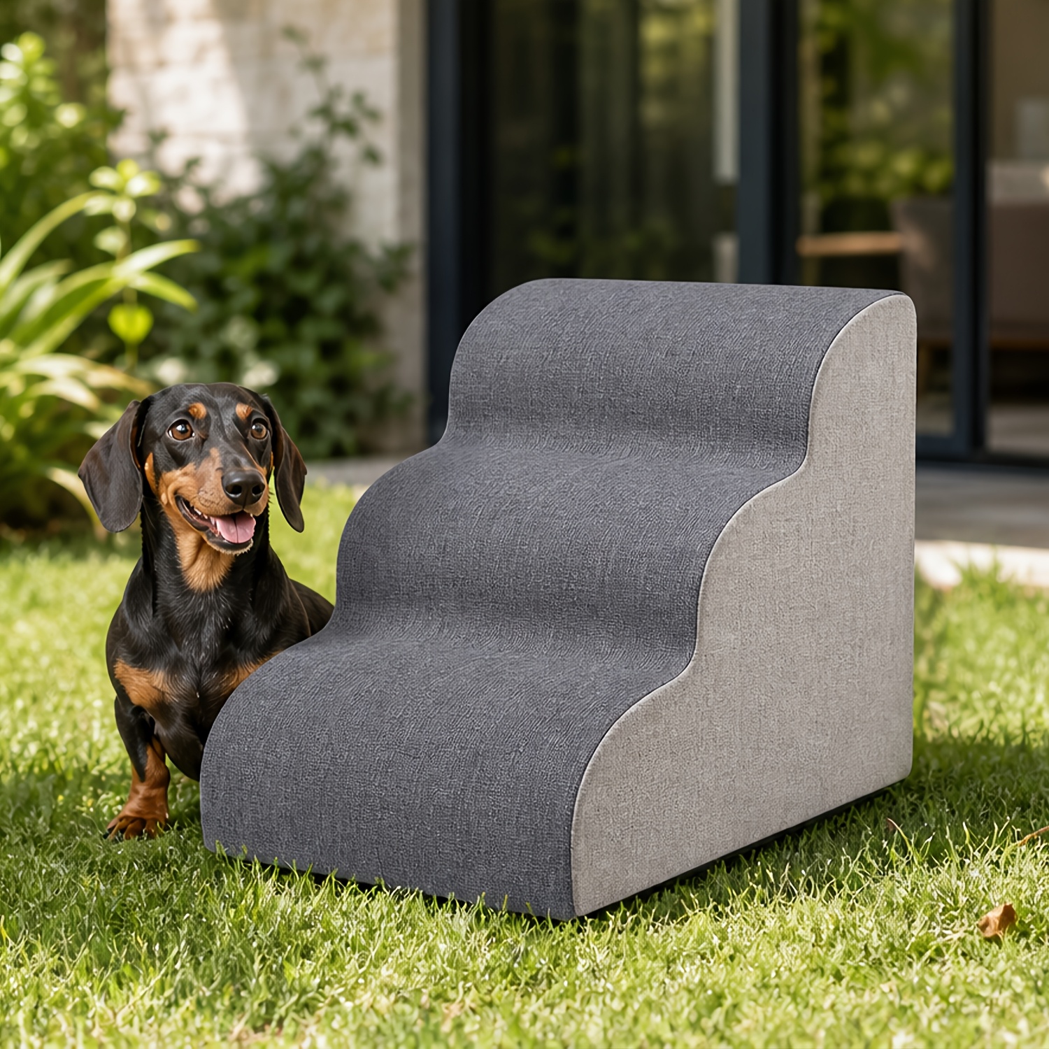 TEMU 3-tier Pet Stairs For High Bed & Sofa, Non-slip Dog Steps, Portable Indoor Cat Ladder, , Dark Grey
