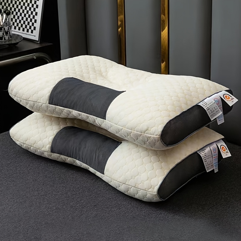 Image of 2pcs Pillow Sp Neck Protection, Sleep Massage Pillow Core, Household Pillow Moisture Absorption Breathable, Bedding Living Room Bedroom Decoration Pillow