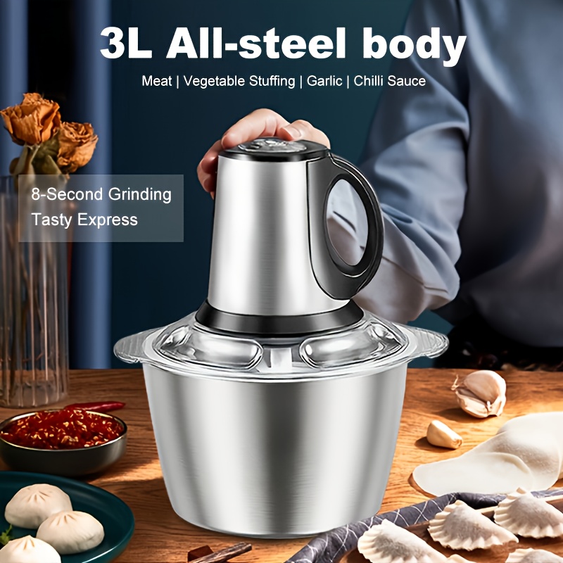     electric meat grinder food processor with dual bowls blades 101 45oz stainless steel 110v us plug multifunctional kitchen tool for chopping veggies nuts onions grinding meat salads garlic press mashing dough meat grinder for home use versatile kitchen appliance modern kitchenware durable kitchen tool Product details 0