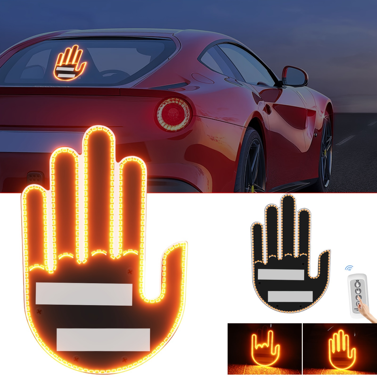 Creative LED Illuminated Gesture Light Car Finger LED Light With Remote  Road Rage Signs Middle Finger Gesture Light Hand Lamp - AliExpress