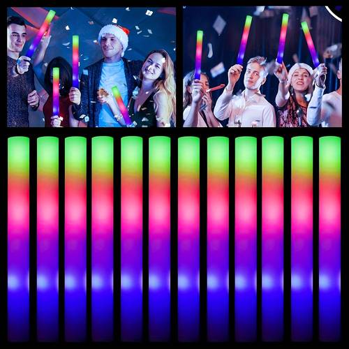 54pcs 3 led multicolor light up glow sticks electronic music festival foam light sticks bulk 3 flash led light sticks shining in the dark party supplies light props for party wedding birthday concert christmas halloween festival party