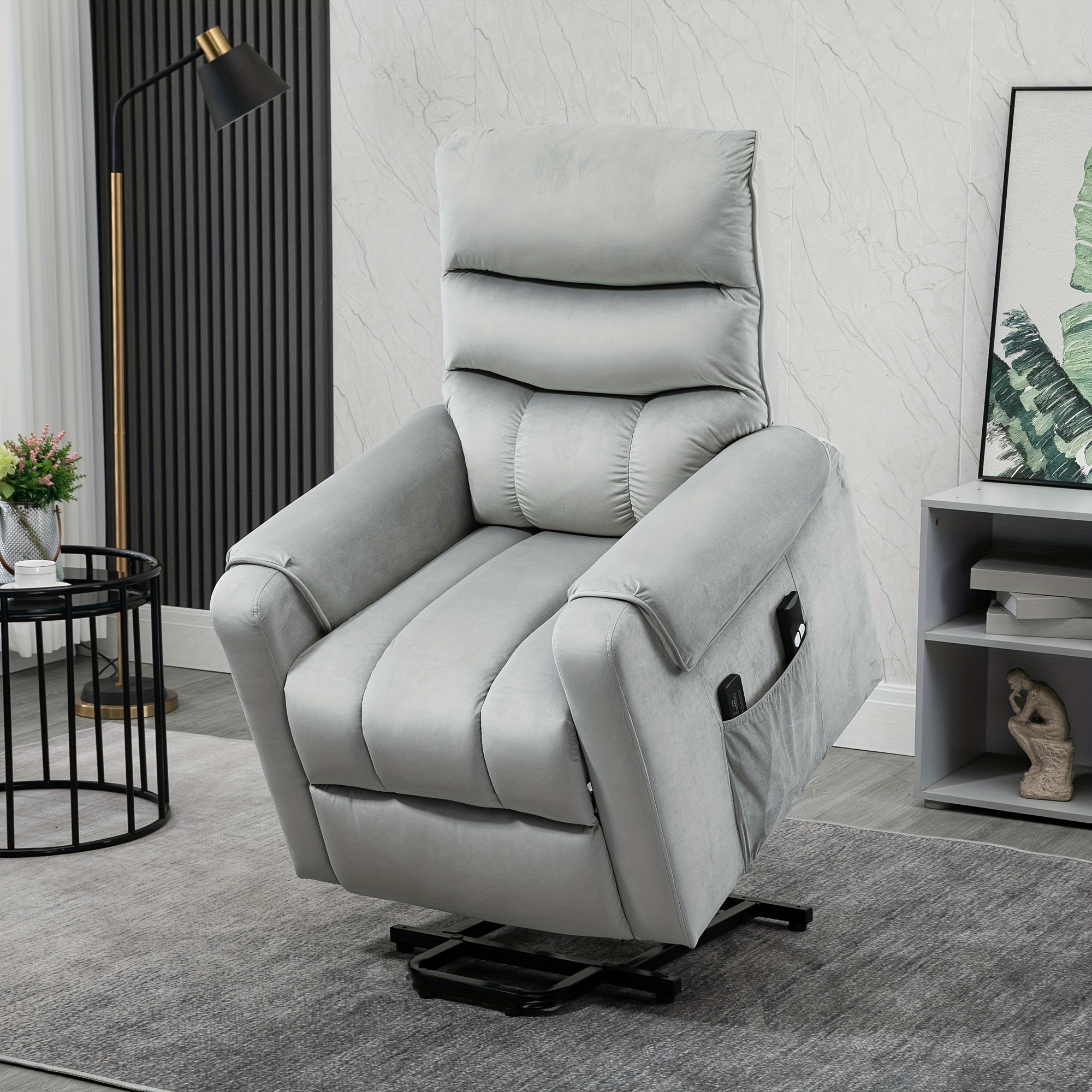 

Homcom Chair, Upholstered Recliner Chair For Elderly With Vibration Massage, Remote Control, Side Pockets, Grey