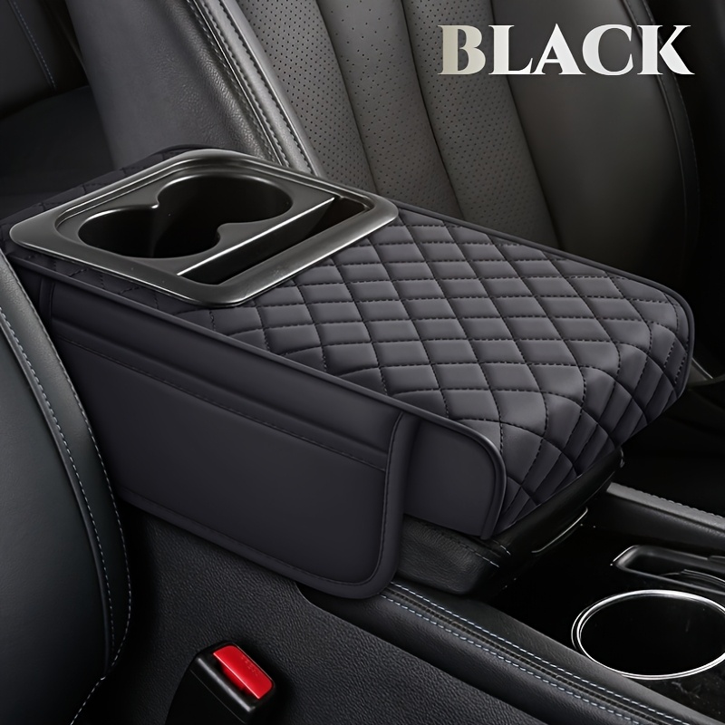 TEMU 1pc Car Armrest Cover With Cup Holders ( Removable And Easy To Clean) Extra Height Padding, Non-slip Grip, Durable, Suitable For Vehicle