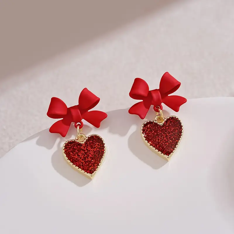 european and american cross border fashion elegant and exquisite love geometric earrings details 6
