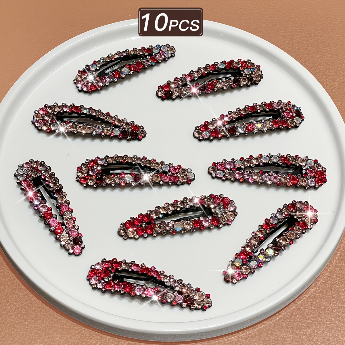 TEMU 10pcs Women's Hair Clips, Exquisite And Luxurious, Sparkling Rhinestones, Teardrop Shape Anti-slip Hair Clips Bb Clips, Suitable For Holiday