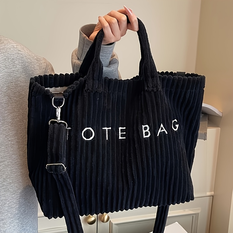 TEMU Edition New Corduroy Plush Flannel Women's Tote Bag, Fashionable And Exquisite, Versatile Textured Shoulder And Crossbody Bag With Detachable