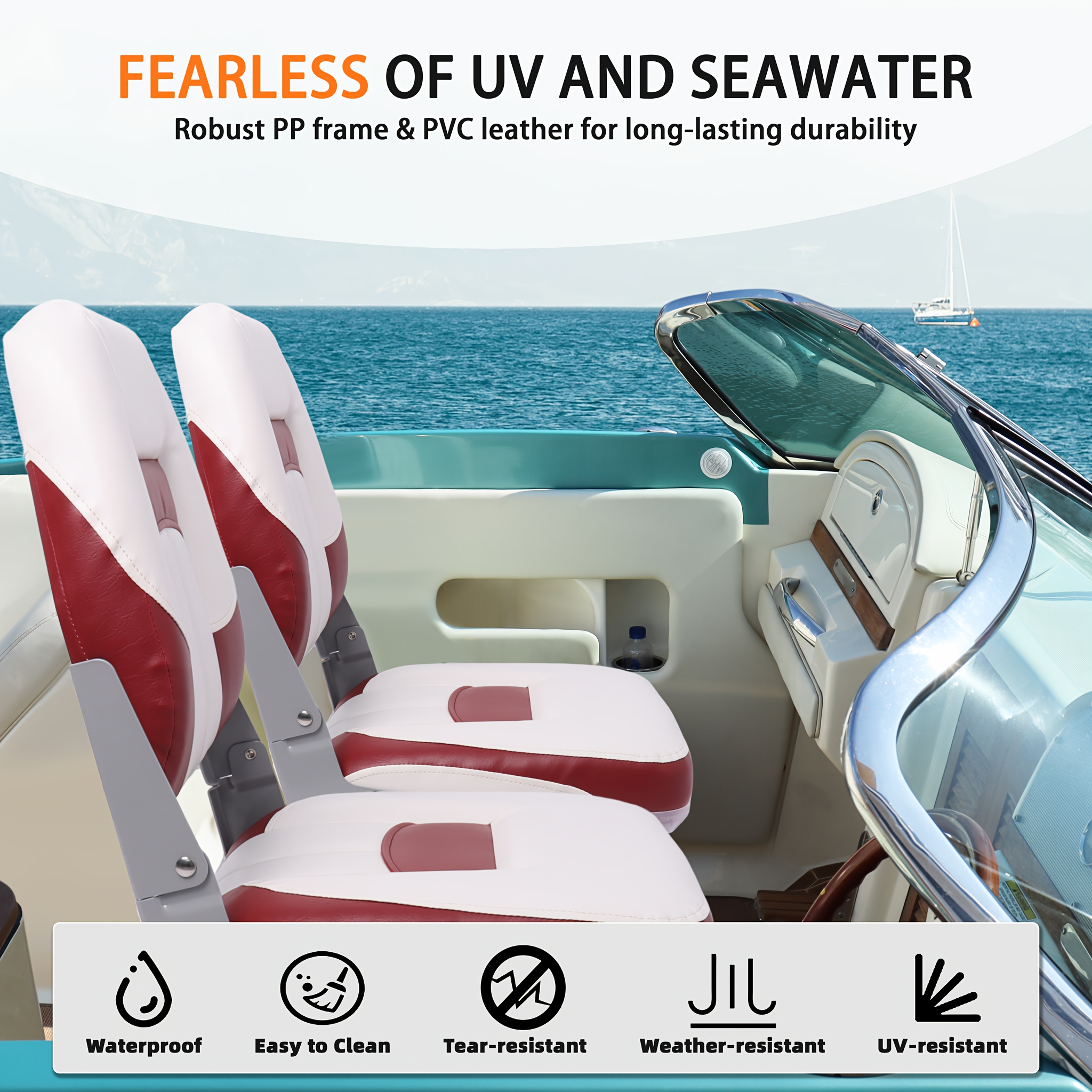 2pcs Foldable Marine Captain Chair with Color Patchwork