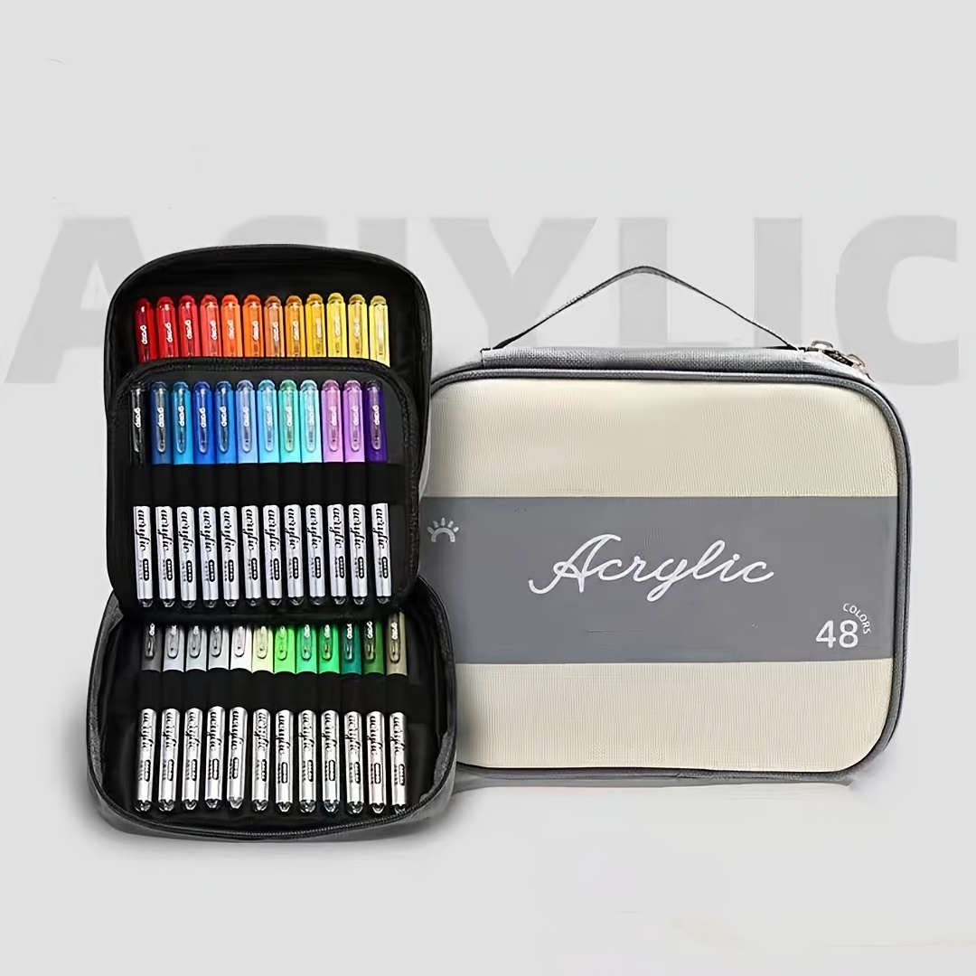 

Ensemble de acryliques de 48 couleurs, haute couverture, d'art multi- pour roche, bois, plastique, tissu, fournitures de bureau et scolaires, cadeau créatif pour les