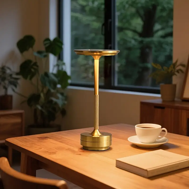 1pc control bedside table lamp with usb port adjustable brightness golden metallic usb powered led desk lamp with usb port Product details 4