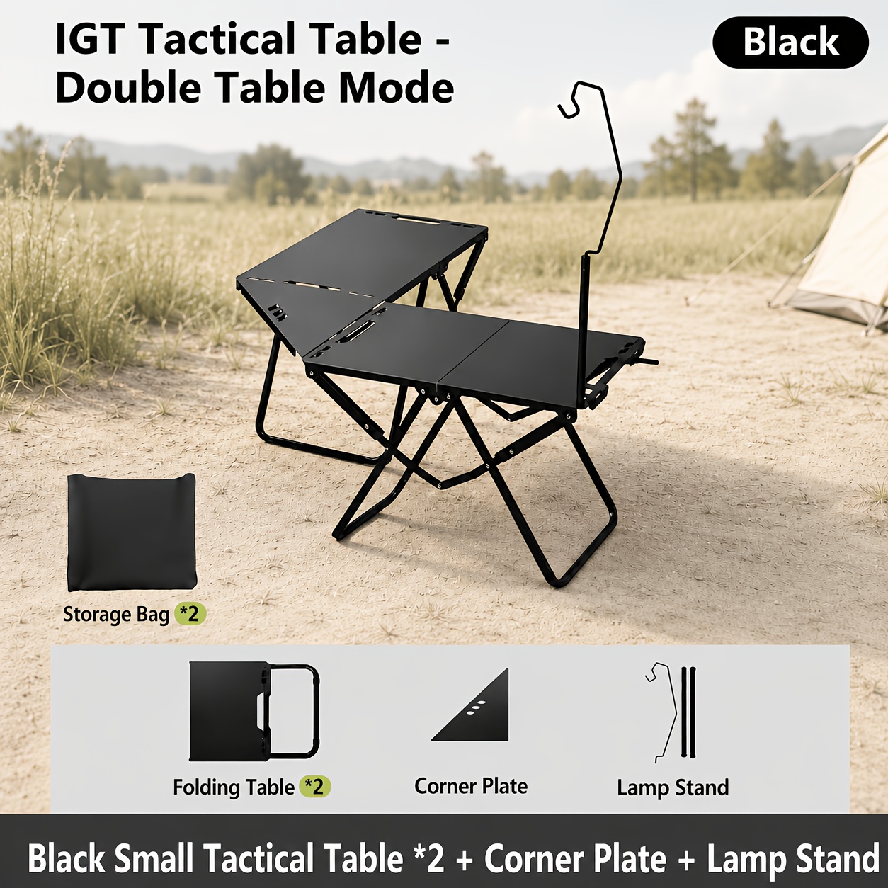 Image of 2pcs Corner Outdoor Folding Tactical Table, Lightweight Quick-open Portable Camping Picnic Table, Modular Combination Table For Home, Beach, Travel & Outdoor Use