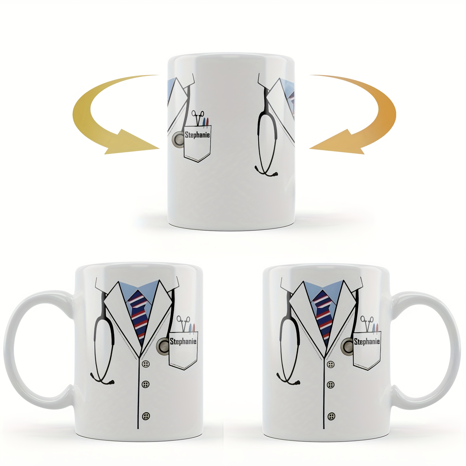 1pc 11oz personalized   coffee mug   in   custom name and   attire design stethoscope buttons elegant perfect gift for  s nurses   and   students ideal for birthdays graduations 6