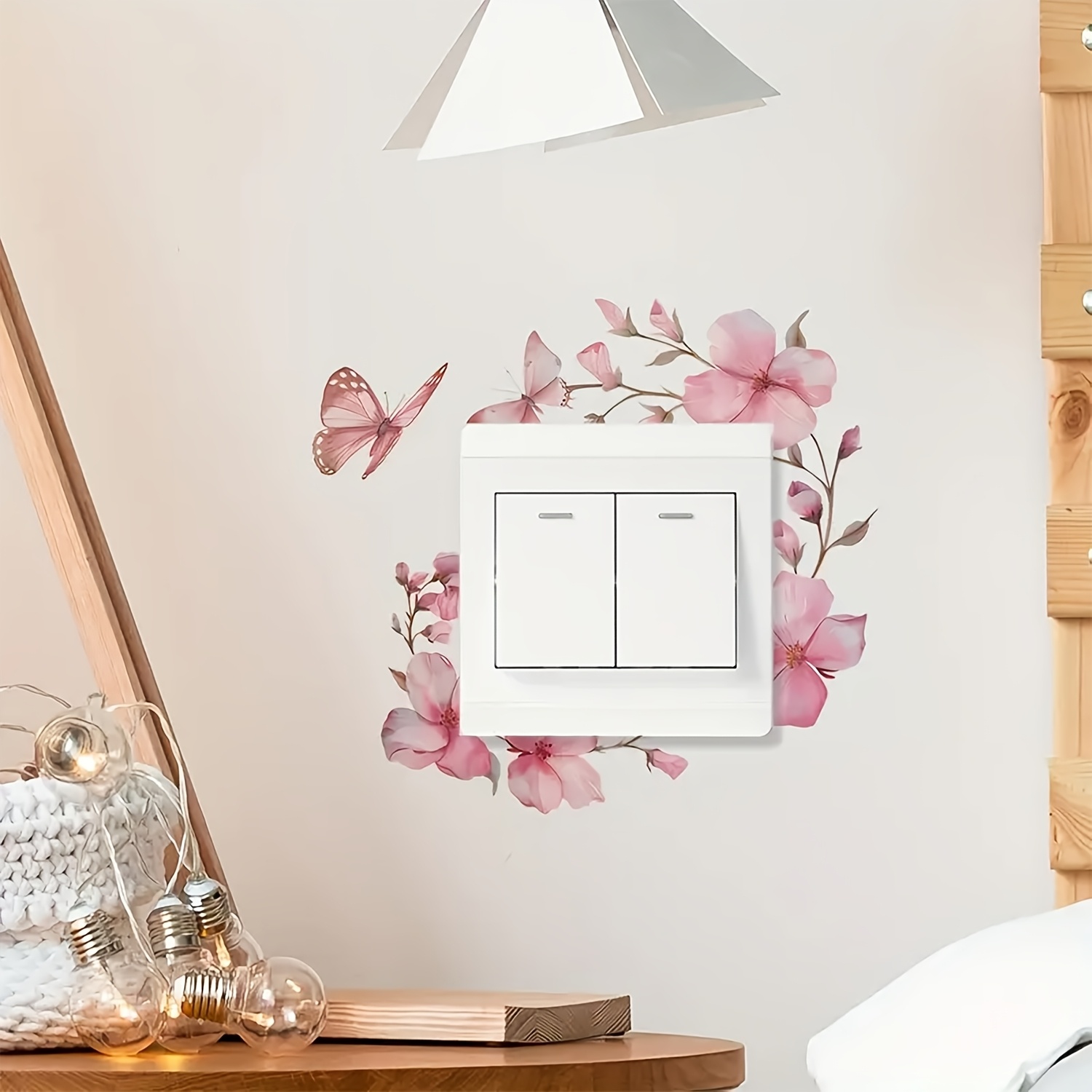 1pc Flower Wall Switch Panel Decorative Stickers, Living Room, Bedroom Entrance And Air Conditioning Control Panel Home Decorative Wall Stickers