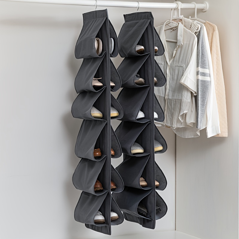 

Hanging Shoe Organizer, 12-grid Nonwoven Over-the-door Shoe Organizer, Multi-layer Wardrobe Shoe Storage Bag