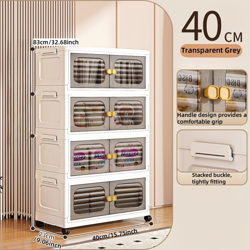 Image of 1pc Foldable Household Storage Room Storage Container Kitchen Junk Snack Shelf Folding Storage Box, Under-bed Storage