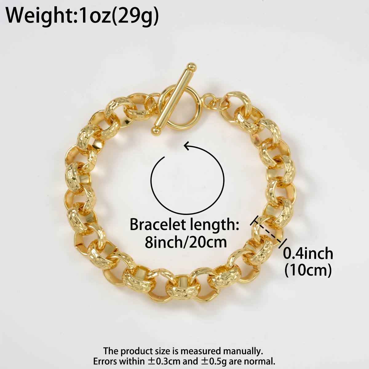 Hammered Link Chain Bracelet, Vintage Style Gift