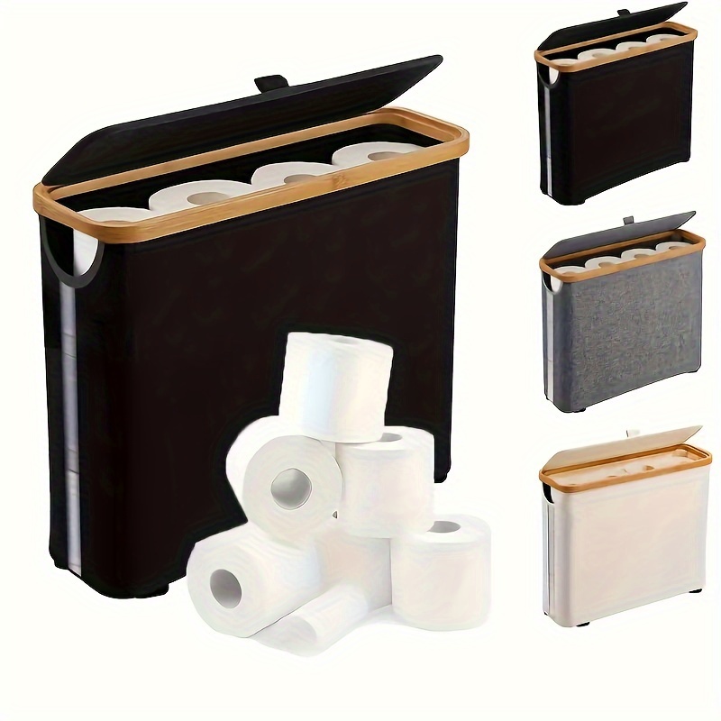 

Organisateur de Salle de Bain en Bambou - Porte- Toilette Élégant avec Rangement, Panier à Mouchoirs Multi-Compartiments pour & , Solution de Rangement Rectangulaire