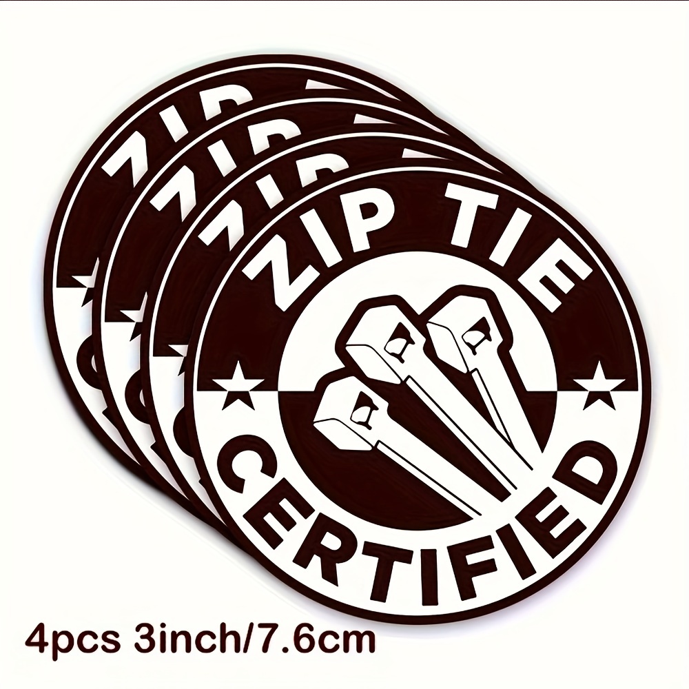 4pcs Zip Tie Certified Sticker Mechanic Electrician Construction Hat Sticker Vinyl Sticker Bottle Phone Case Laptop Car Merchandise Decoration Decal