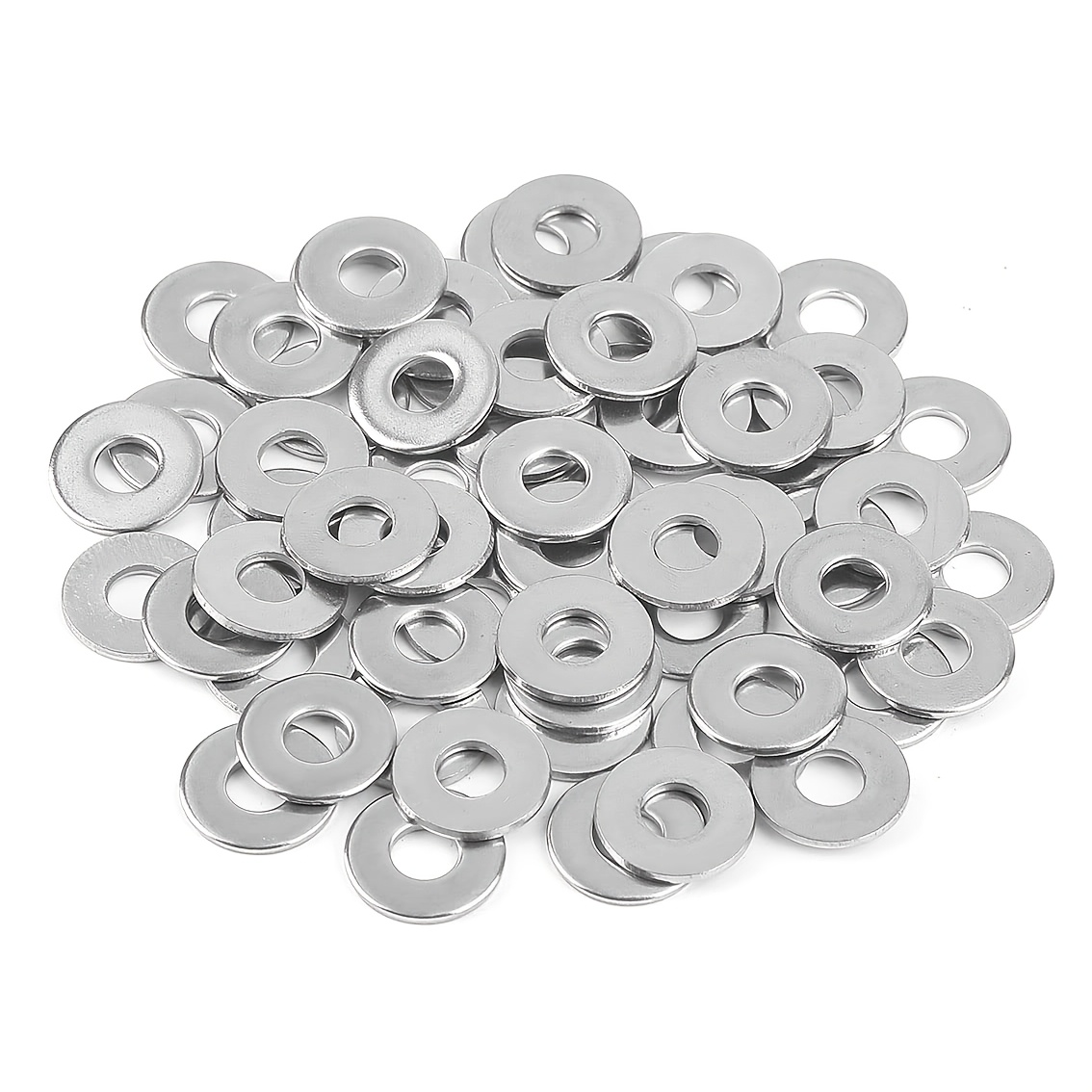 

100pcs 1/4" Stainless Steel Flat Washers, 1/2" Outer Diameter - M6 Fasteners For Diy Projects