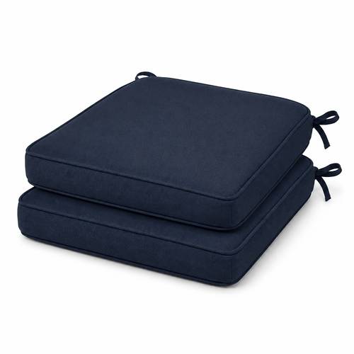 item picture 2 pack outdoor chair cushions with ties square patio seat cushions thick foam seat pads with textured fabric cover piped edge replacement cushions for patio chairs dining chairs garden balcony outdoor