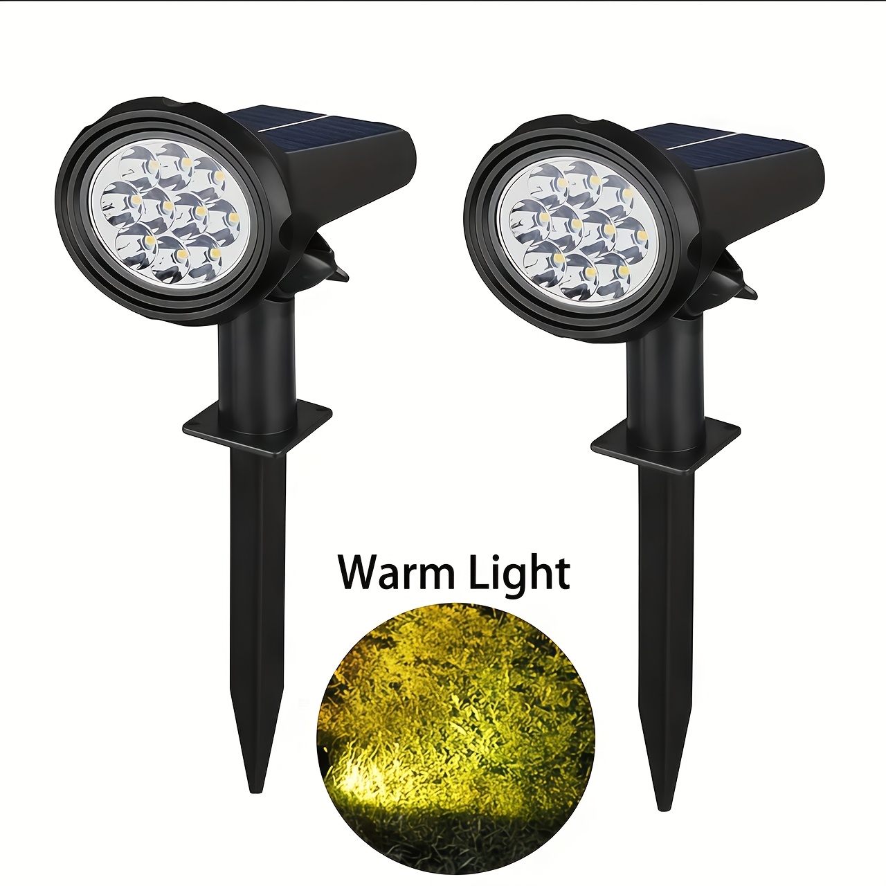 TEMU Focos Solares para Exterior, Luces Decorativas para Jardín y Patio, 10 Bombillas LED, IP44, Control de Luz Inteligente para Iluminación Nocturna