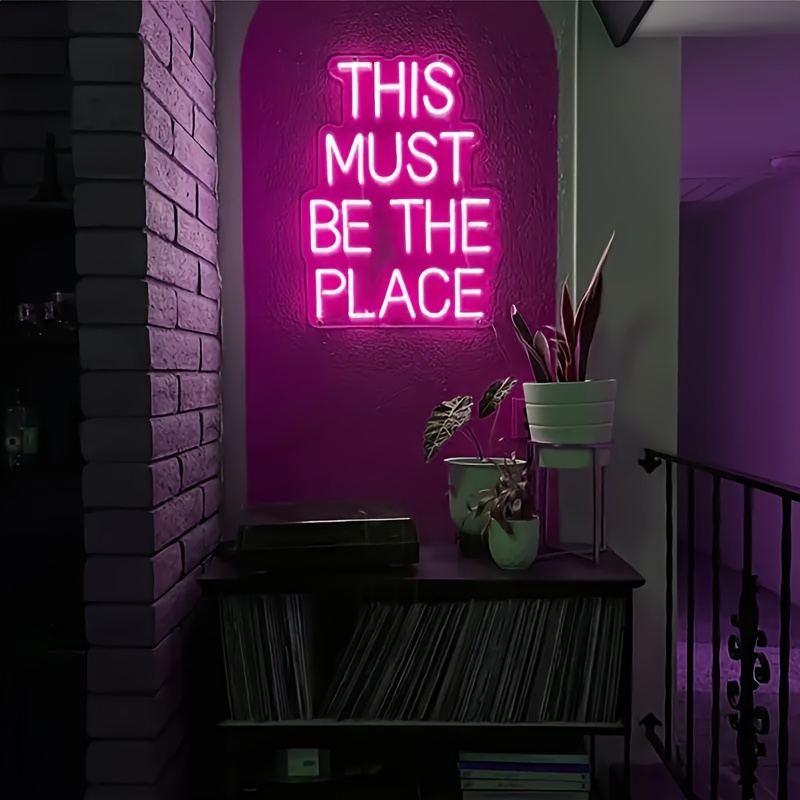 1pc 'THIS MUST BE THE PLACE' Elegant Wall-Mounted Neon Sign - Warm Glow, USB Powered, Easy Switch For Parties, Bedrooms & More
