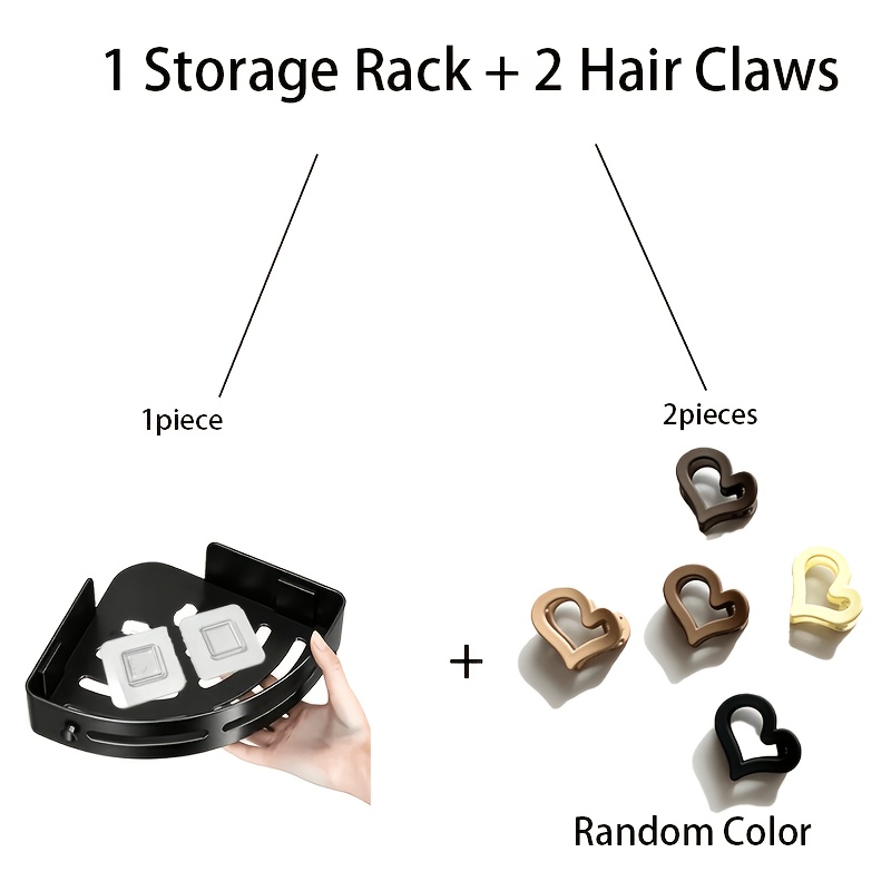 TEMU 3pcs (1 support de rangement et 2 pinces à cheveux de couleur aléatoire) Étagère de douche, Étagère d'angle de douche, Organisateur de douche,