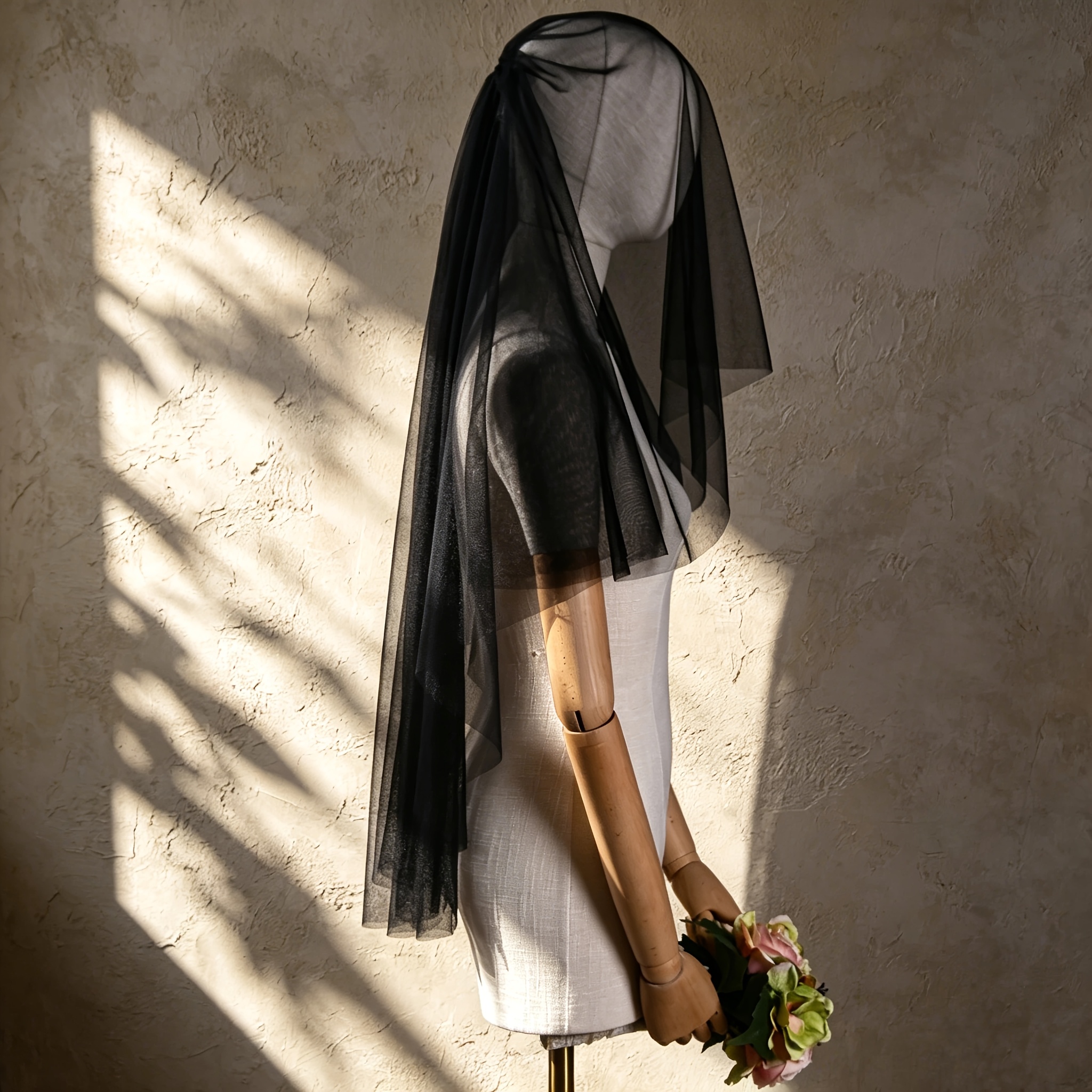 TEMU negro de capa con peine de pelo de metal, liso de tul , accesorio para el cabello de boda, , adecuado para Halloween y para vestir a mujeres, de